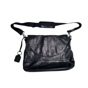 Ellington Leather Messenger Bag Crossbody Flap Shoulder Bag Black